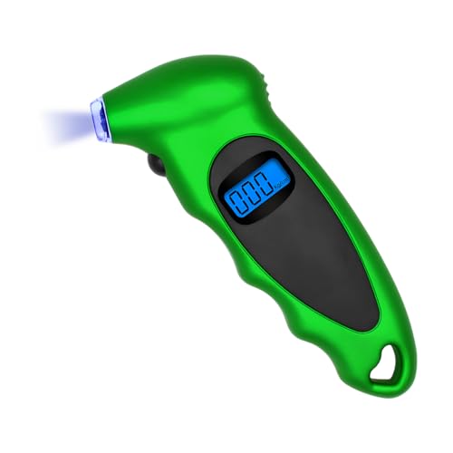 Image of KVAEY Digital Tire Pressure Gauge, 150 PSI 4 Settings Accurate Tire Gauge with Non-Slip Grip, Backlight LCD Tire Pressure Gauge Reader Checker Tool for Car Truck Bicycle Motorcycle (Green)