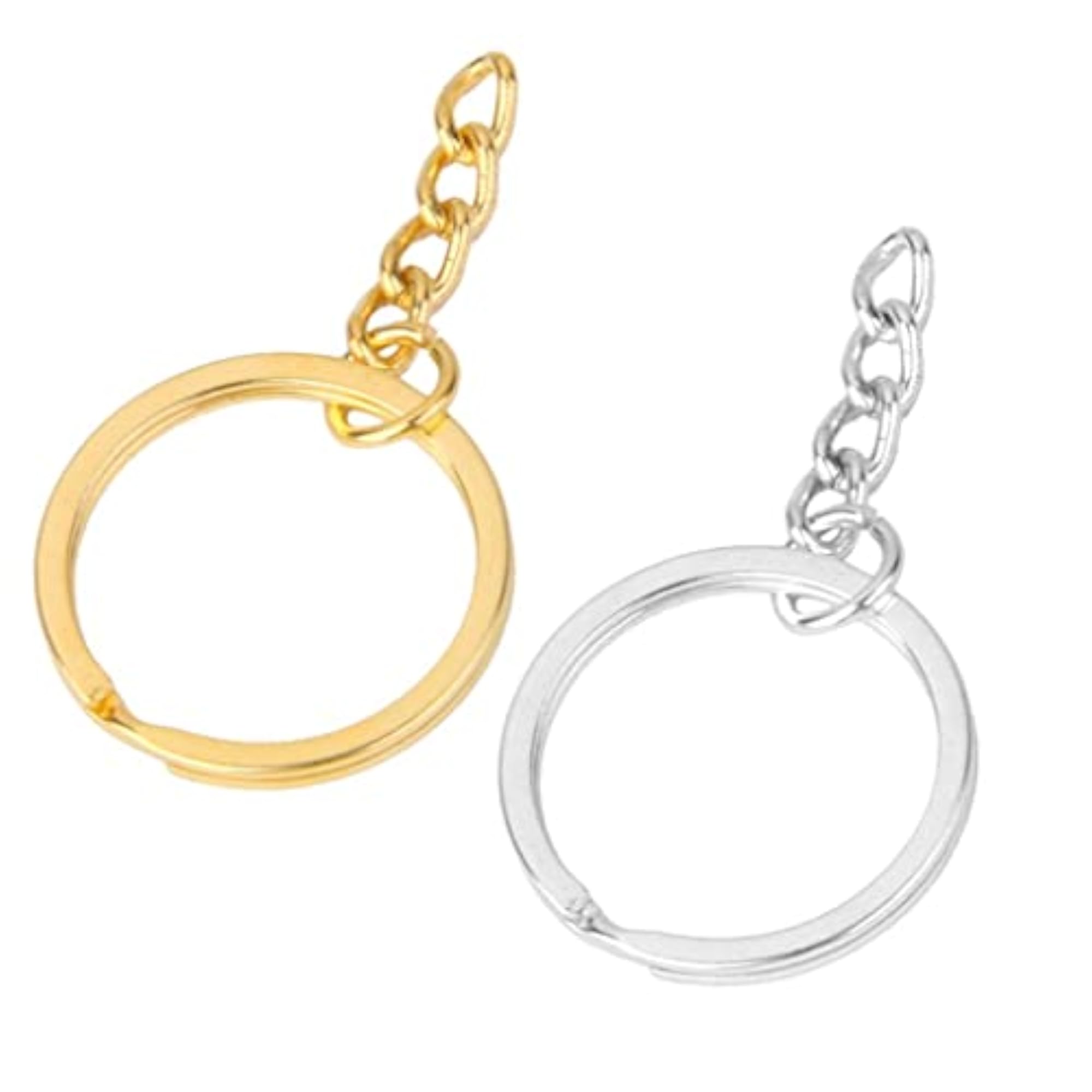 Silver Plated Alloy Split Keyring with Chains