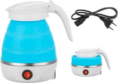 JKGrovv Foldable Electric Travel Kettel Automatic Hot Water Dispenser 600ML Tea Coffee Heater Fast Boiling Collapsible Kettle 100-240V Food Grade Silicone Kettle Mini Boiler with Boil Dry Protection