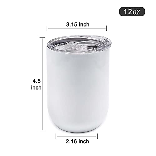 12 oz Stainless Steel Wine Tumbler Glass Bulk with Lid and Straw, Double Wall Vacuum Insulated Travel Tumbler Cup Stemless for Hot and Cold Drinks Coffee, Wine, Cocktails,Drink (50 Pack)