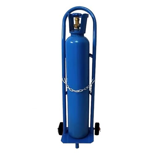 ZIMGOD Oxygen Tank Holder Single Welding Gas Cylinder Bottle Cart with Handrail & Wheels, Durable Oxygen Tank Dolly for Ward Hospital, Factory Acetylene Tanks Equipment