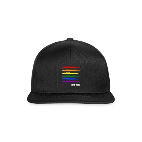 Spreadshirt Love Wins LGBTQ+ Outfit Liebe Gwinnt Spruch Snapback Cap, One Size, Schwarz/Schwarz