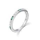 Ladies Eternity Ring 925 Sterling Silver White Sapphire Emerald Eternity Ring Sizes K to U (R)