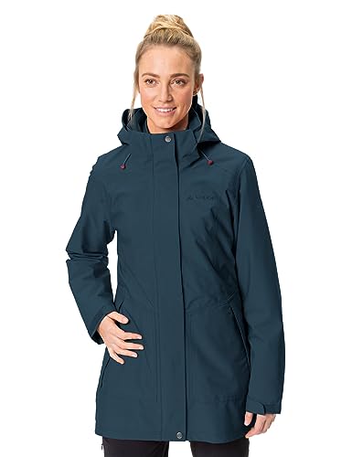VAUDE Idris III 3-in-1 Parka Damen – Damen-Winterjacke wasserdicht, winddicht & atmungsaktiv mit Eco-Finish, Damen-Doppeljacke mit wärmender Hybrid-Innenjacke – in Blau, Größe: 42