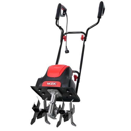 MZK 12-Inch 10.5 Amp Corded Electric Tiller/Cultivator for Gardening, 8-inch tillling Depth with...