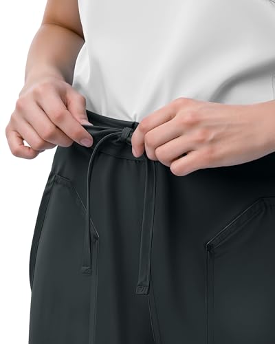 Image of 4-Way Stretch Rayon Blend Scrub Pants Women Mid Rise Relaxed Fit 31 inch Inseam | Flare Scrub Pants with 5 Pockets, Drawstring Waist, Easy-Care Fabric, and Comfortable Fit for Long Healthcare Shifts
