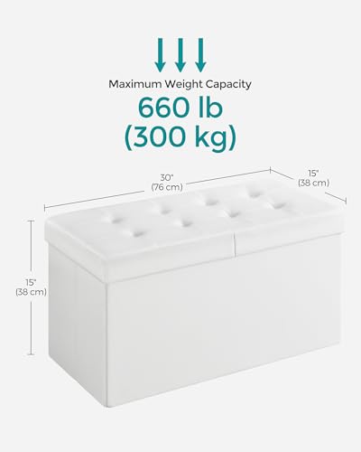 Image of SONGMICS 30 Inches Folding Storage Ottoman Bench with Flipping Lid