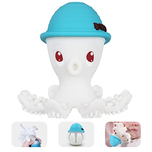 Image of Teething Toys for Babies 3 Months+, Octopus Baby Teether 6-12 Months, Silicone Sensory Teethers Toy for Infants 18 Months, Kids Teething Toys 9 Month Old Baby Toys, Funny Baby Toys, Blue