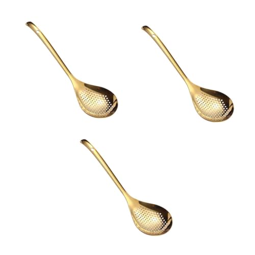 OUNONA 3pcs Stainless Steel Fried Food Colander Spoon Long Handle Skimmer for Safe Frying Kitchen Gadget for Straining Oil for Home Cooking and Food Preparation