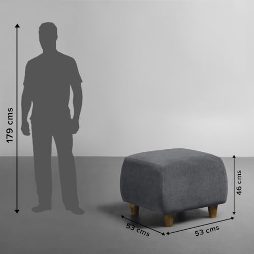 Image of Sleepyhead Yolo Ottoman Designed by Duroflex - Premium Fabric Pouf, Stylish & Durable Accent Stool - Sesame Grey