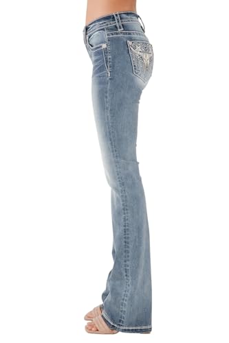 Miss Me Women's Seren Longhorn Bandana Embellished Pockets Mid-Rise Bootcut Jeans3
