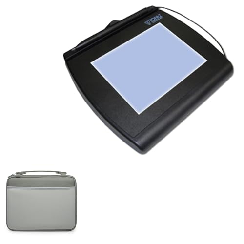 BoxWave Case Compatible with Topaz SignatureGem 4x5 - Hard Shell Briefcase, Slim Messenger Bag Briefcase Cover Side Pockets - Pewter