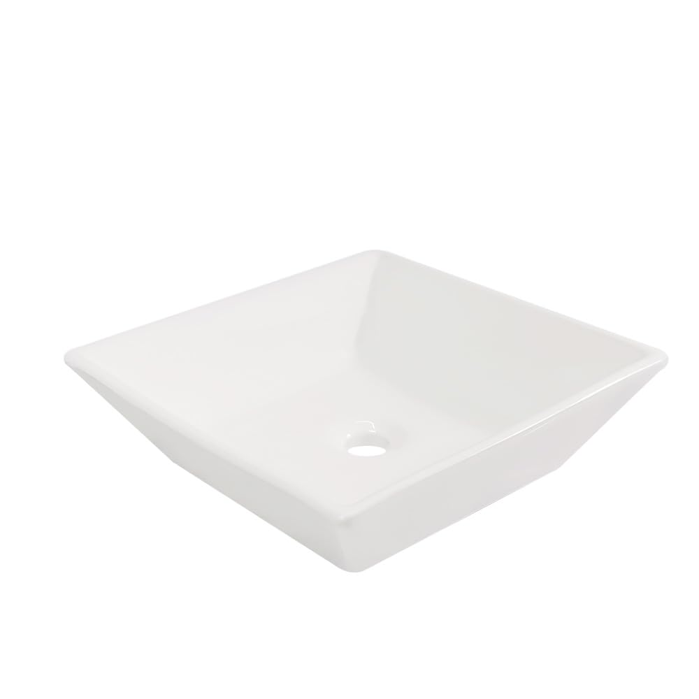 ASerZenith Vanity Vessel Sink Bathroom Vessel Sink Bathroom Modern Square Ceramic Counter Basin Bathroom White Ceramic Sink Bathroom Vessel Sink