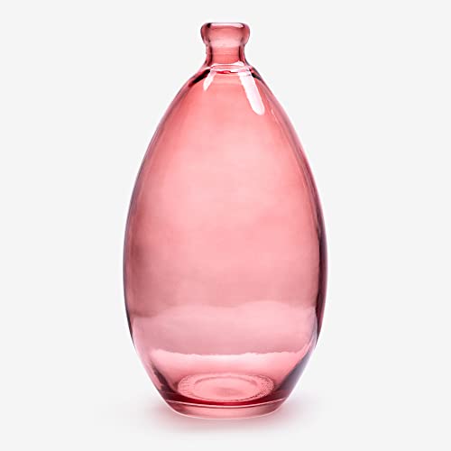 Vase en Verre Recyclé de Couleur Rouge Tuil avec Un Design Uni et Irrégulier - Style Méditerranéen pour la Décoration de la Maison et du Jardin