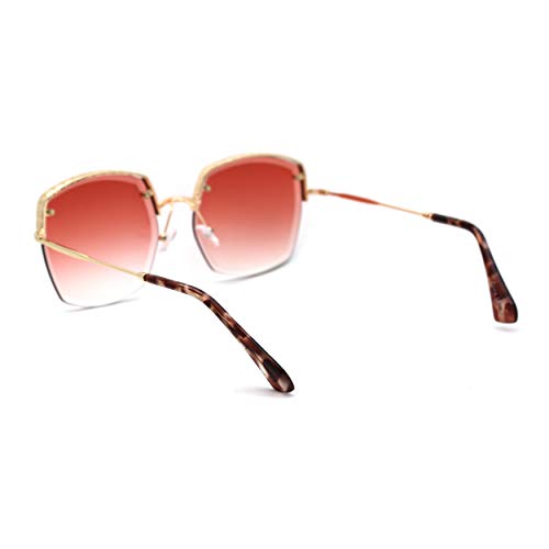 Womens Bevel Edge Half Rim Rectangular Metal Victorian Style Sunglasses4