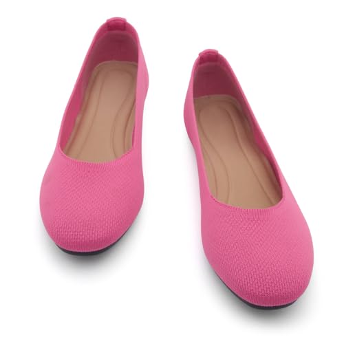 Shoe Land Flats for Women – Knit Ballet Flats, Foldable Slip-On Lightweight Dress Shoes with Memory Foam, Comfortable Round Toe for Work, Travel & Daily Wear4