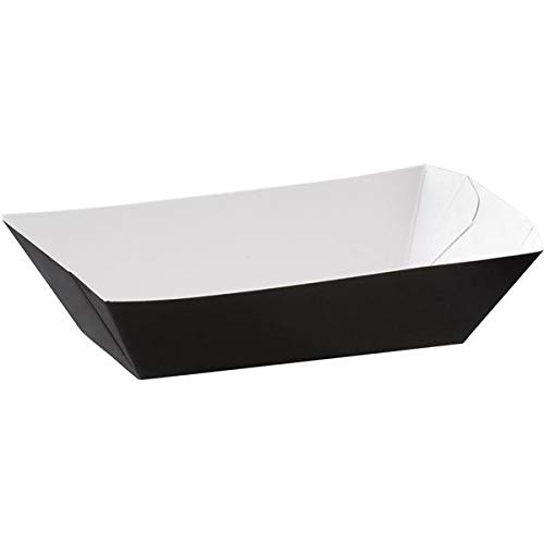 Buy 6" Paper Food Tray [50pcs Black] with White Interior Take Out