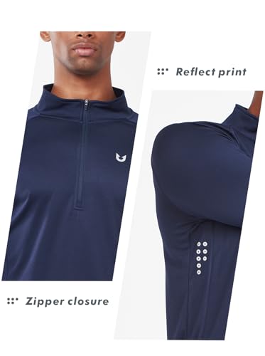 Image of NORTHYARD Men's Quarter Zip Pullover Athletic Running Shirt Long Sleeve | 1 /4 Zip Top, Quick Dry Lightweight, Moisture Wicking Breathable, Reflective Strips, Performance Workout Gym, Hiking Sports