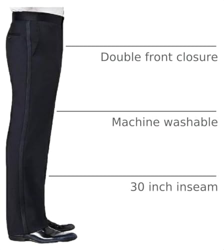 Image of RGM Tuxedo Pants for Men with Satin Side Stripe - Classic Formal Dress Pants Ideal for Weddings, Black Tie Events & Parties