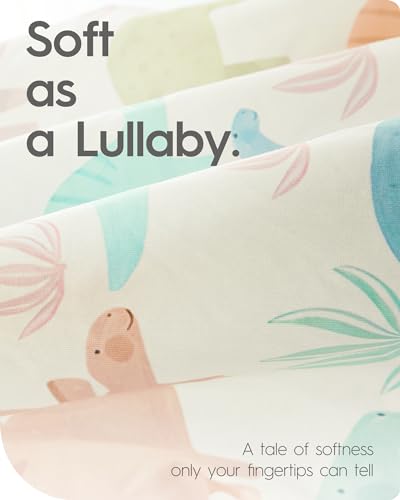 Image of Pack N Play Sheets Fitted, TotBasic Ultra Soft Dinosaur Mini Crib Sheets, Premium Jersey Knit Pack and Play Sheets, Stretchy Neutral Play Yard Sheets for Pack and Play Mattress, 2 Pack(Vintage Dino)
