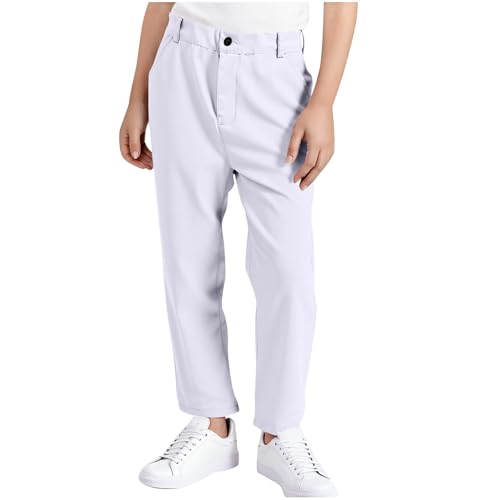 Kids Dress Pants Boys Suit Pants Formal Flat Front Straight Leg Trousers Slim Fit School Uniform Pant with Pockets