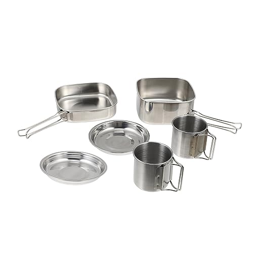 Toyvian 1 Juego Vajilla De Camping Al Aire Utensilio Cacerola Utensils Cocina Para Acampar Cámping Pequeño Ollas Para Acampar Plegable Mismo Cocinando Equipo Acero Inoxidable Plata