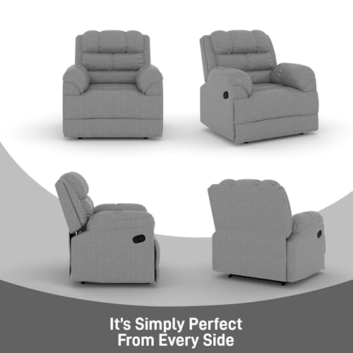 Image of Amazon Brand - Solimo Avalon Single Seater | Premium Mosha Fabric | Manual Recliner | Grey