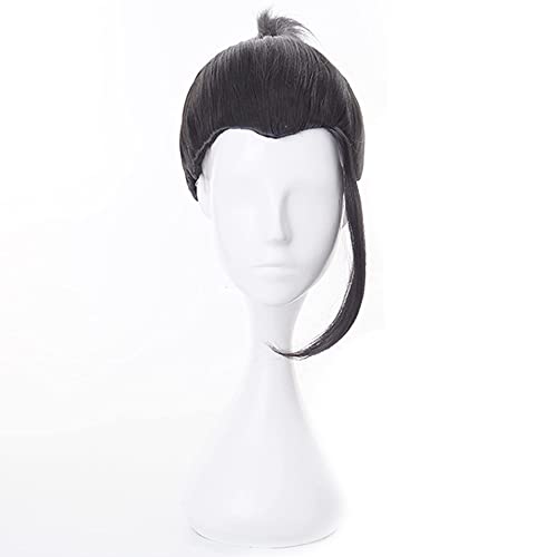 Black Bun Short Straight Cosplay Wig for Men Conventions Halloween Comic Con Party Japanese Popular Magic Battle Anime Heat Resistan Hair