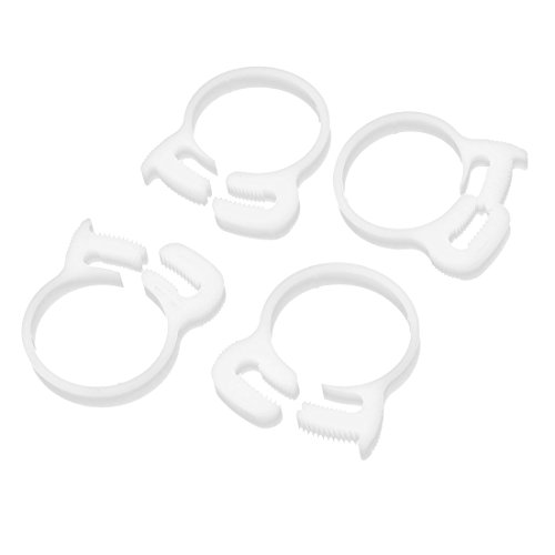 Aexit 27.6mm-29.6mm Adjustable Clamps Ratchet Type Plastic Hose Tube Clamps Clips White Strap Clamps 4 Pcs