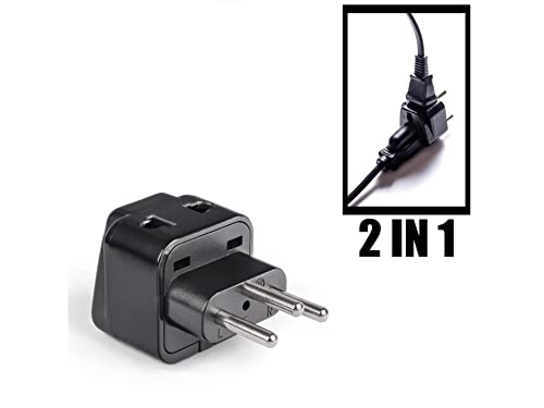 Image of OREI India to Switzerland, Rwanda, Liechtenstein (Type J) Travel Adapter Plug - 2 in 1 - CE Certified - RoHS Compliant - 2 Pack - Black Color (P21-11A-2PK)