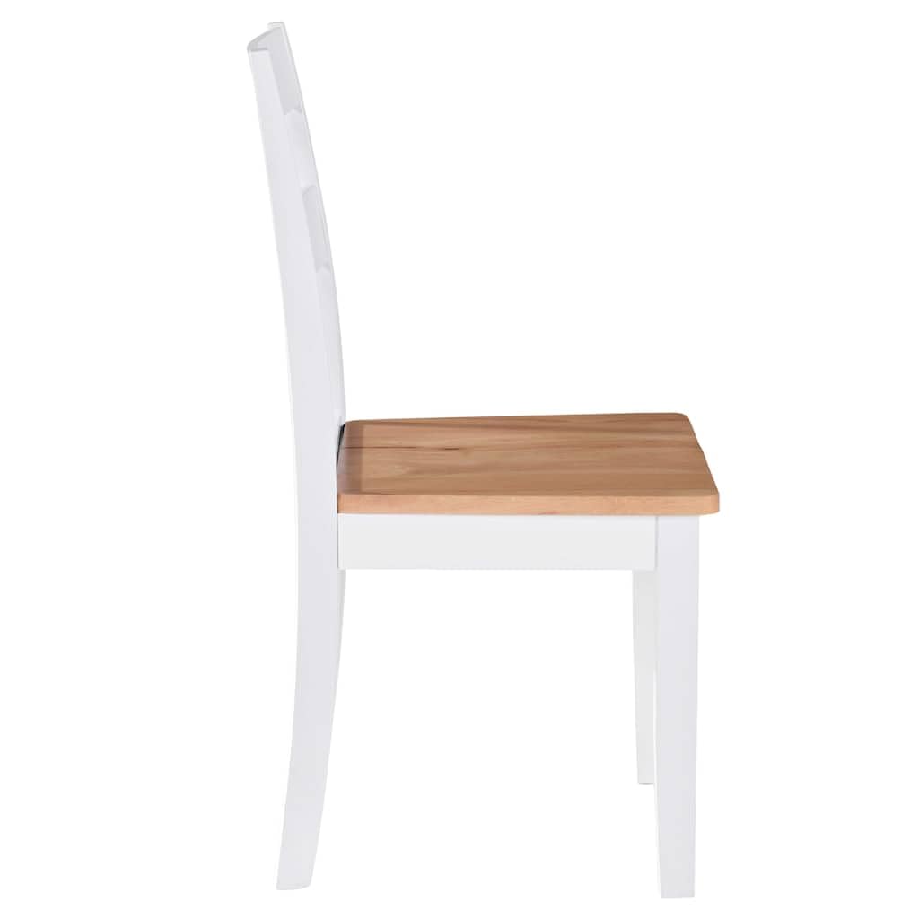 Juego de 2 sillas de comedor de madera maciza de caucho blanco