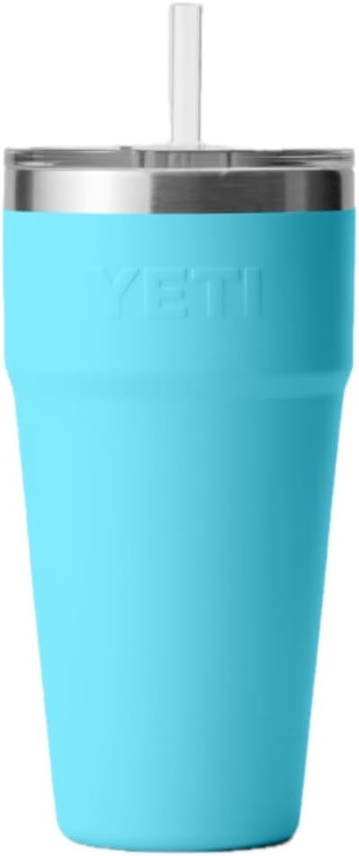 YETI Rambler 26 oz Straw Cup, Vacuum Insulated, Stainless Steel with Straw Lid, Reef Blue