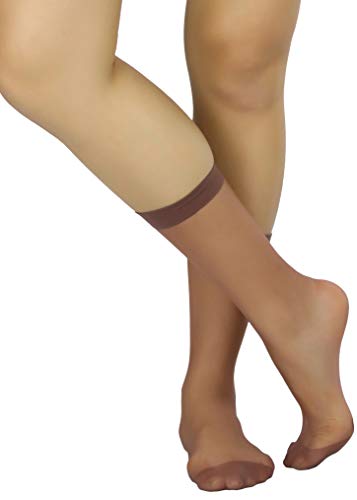 Image of ToBeInStyle Women's Pack of 6 Trendy Sheer Nylon Crew Sock Stockings