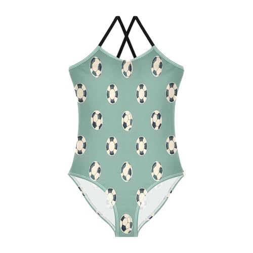 Teal Vintage Balls Pattern Girls One-Piece Swimsuit Beach Swim Bathing Suit