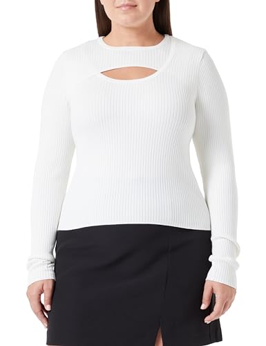 ONLY Damen Onlashley Ls Peakaboo Oneck Knt, Cloud Dancer, L