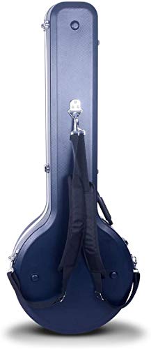 Image of Crossrock ABS Molded Banjo Case for 5-String Resonator & Gibson Tenor | Backpack Style, Locking Latch, Plush Interior - Lightweight Hardshell Protection-Blue (CRA861BJBL)