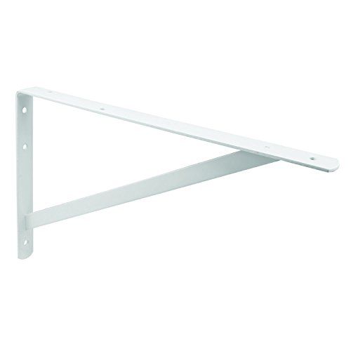 Prime-Line MP11294 Shelf Bracket, 3/16In. x 16In. x 10In., Steel, White Enamel Finish (Single Pack)