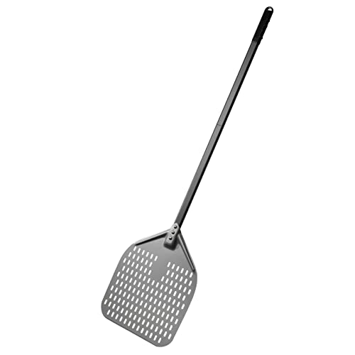 Pala de Pizza, Paleta para Pizza de Aluminio Anodizado Duro Perforado, Espátula para Pizza con Mango Largo Desmontable para Transferir Pizza, Cáscara para Pizza Grande para Horno Cover