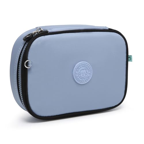 Estojo Escolar Box Organizador Kika Quadrado Grande Feminino (Azul)