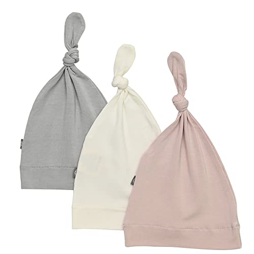 Image of KYTE BABY Rayon Made from Bamboo Baby Beanie Hats - Super Soft Knotted Caps Available in Pattern and Solid Colors - 3 Pack