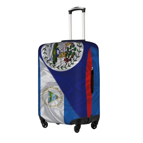 Belize Belizean And Nicaragua Nicaraguans Triangle Flag Travel Luggage Cover Washable Suitcase Case Suitcase Protector Fit Luggage Cover X-Large2