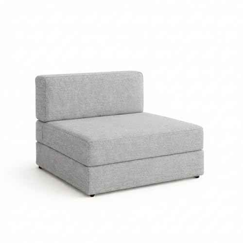 Image of PUM PUM Foldable Sofa Cum Bed | EPE Foam 2 Seater Floor Sofa | Premium Jute Fabric | Space-Saving Furniture for Living Room & Bedroom|36 Inch Width,Light Grey