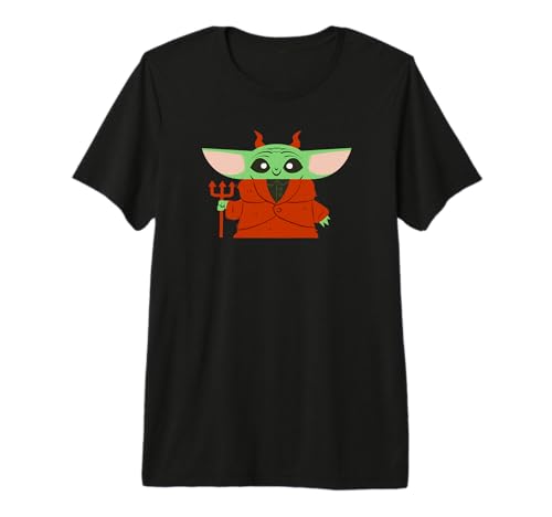 T-shirt Mandalorian Grogu Halloween diable noir pour fan de Star Wars et mode geek