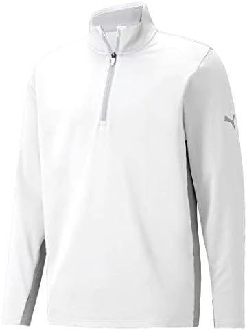 PUMA GOLF mens Gamer 1/4 Zip Sweater, Bright White, Large US