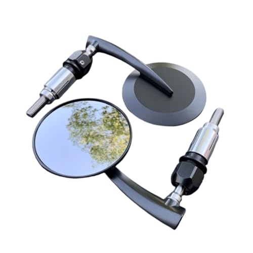 Rétroviseurs pour motos Paire de rétroviseurs latéraux pour moto, en aluminium noir, de 22 mm (7/8), à fixer en bout de guidon. Rétroviseurs