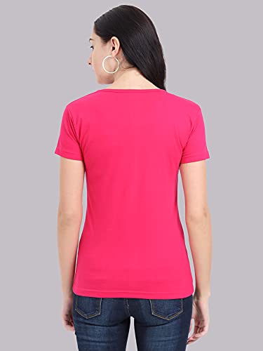 Image of FLEXIMAA Women's Cotton Plain V Neck Half Sleeve T-Shirt