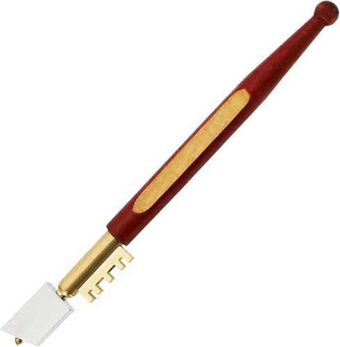 ATEK Glass Cutter Professional - Upgraded Diamond Tipped Glass Cutters Tool 3-10mm with Grip Carbide Tungsten Alloy Handle - Oil Lubricated Glass Cutting Tool for Mirror, Tiles (Red)