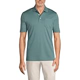 Lands' End Mens Short Sleeve Pocket Supima Polo Tourmaline Regular Large