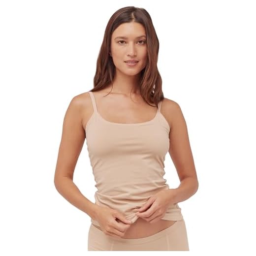 Pact womens Women's Cotton Camisole Tank Top With Built-in Shelf Bra, Cami Shirt, Champagne, X-Large US