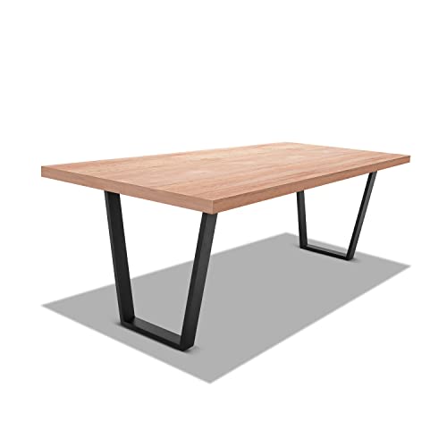Tavolo da pranzo in legno e metallo con piedi trapezoidali. Disponibile in 2 dimensioni 160x90 cm e 220x100 cm ed in 4 colori bianco, nero, legno neutro, legno teak (160 x 90cm, Legno Neutro)